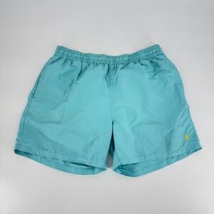 Polo Ralph Lauren XXL Swim Trunks Shorts Turquoise Blue Yellow Pony Logo